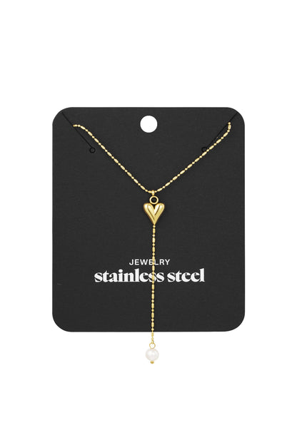 classic heart & pearl ketting